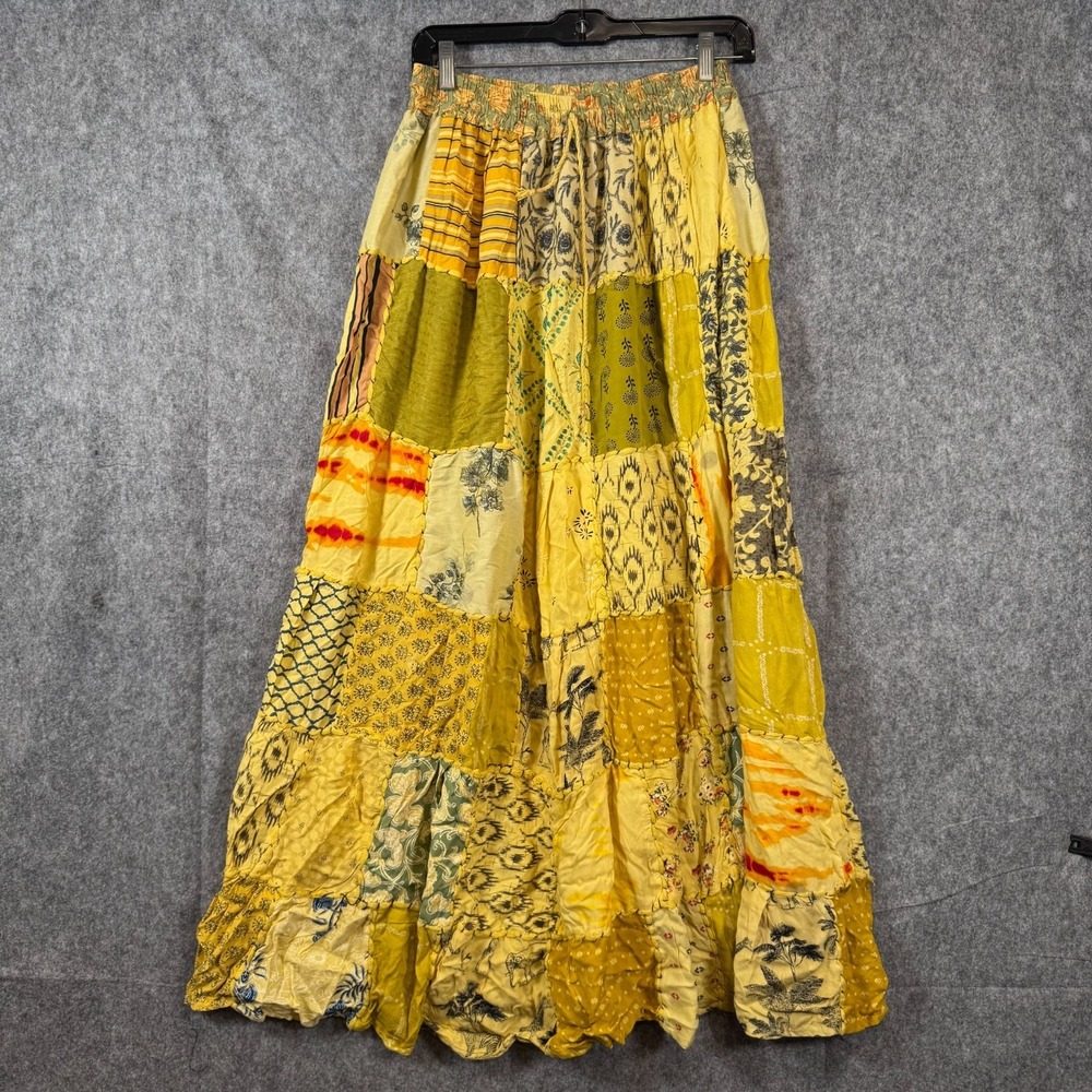 Wevez Colorful Patchwork Maxi Skirt Womens One Size Tribal Boho Gypsy Long